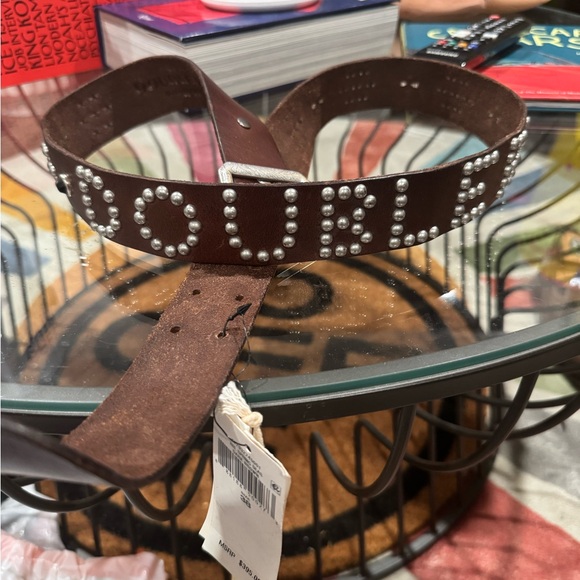Double RL (RRL) Brown Leather Studded Belt - Picture 7 of 9